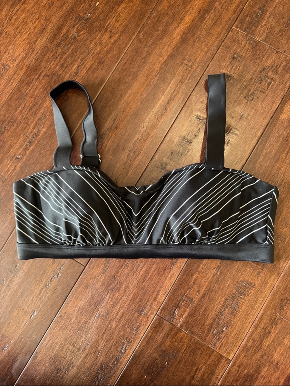 Athleta Black Striped Underwire Swim Top - Size 36B/C